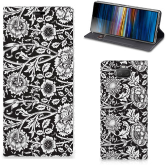 B2Ctelecom Sony Xperia 10 Plus Smart Cover Black Flowers