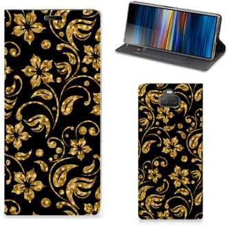 B2Ctelecom Sony Xperia 10 Plus Smart Cover Gouden Bloemen