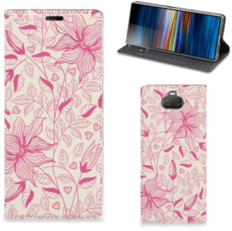 B2Ctelecom Sony Xperia 10 Plus Smart Cover Pink Flowers