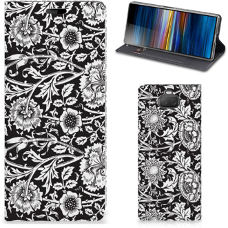 B2Ctelecom Sony Xperia 10 Smart Cover Black Flowers