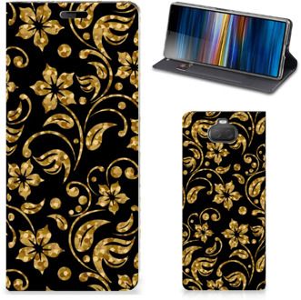 B2Ctelecom Sony Xperia 10 Smart Cover Gouden Bloemen