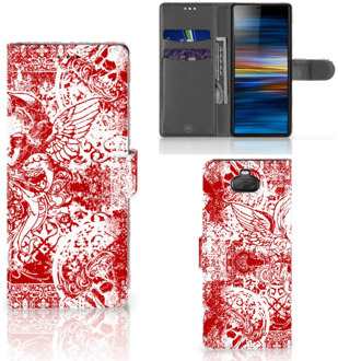 B2Ctelecom Sony Xperia 10 Telefoonhoesje met Naam Angel Skull Red