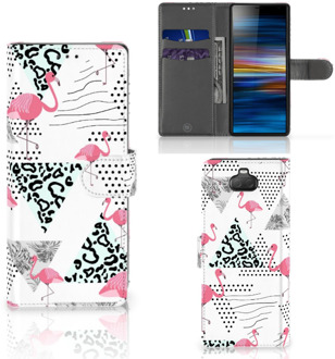 B2Ctelecom Sony Xperia 10 Telefoonhoesje met Pasjes Flamingo Triangle