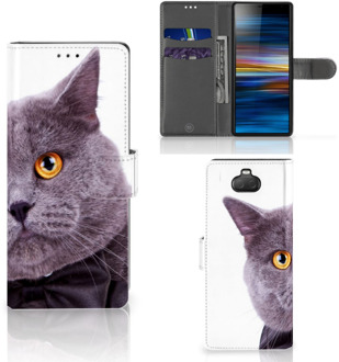 B2Ctelecom Sony Xperia 10 Telefoonhoesje met Pasjes Kat