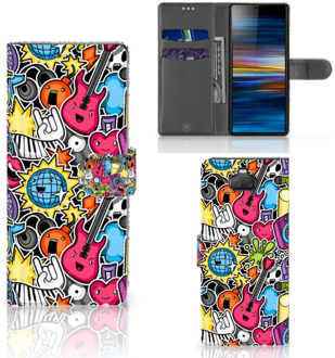 B2Ctelecom Sony Xperia 10 Wallet Case met Pasjes Punk Rock