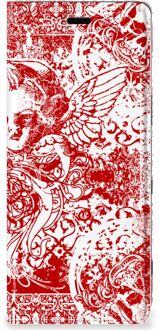 B2Ctelecom Sony Xperia 5 Mobiel BookCase Angel Skull Red