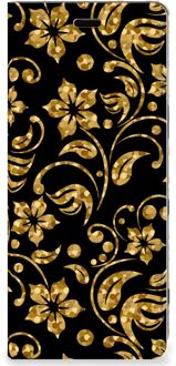 B2Ctelecom Sony Xperia 5 Smart Cover Gouden Bloemen