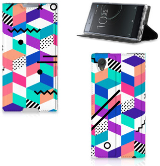 B2Ctelecom Sony Xperia L1 Standcase Hoesje Design Blocks Colorful