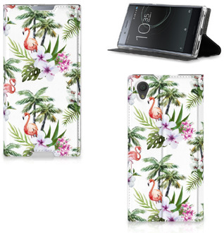 B2Ctelecom Sony Xperia L1 Standcase Hoesje Design Flamingo Palms