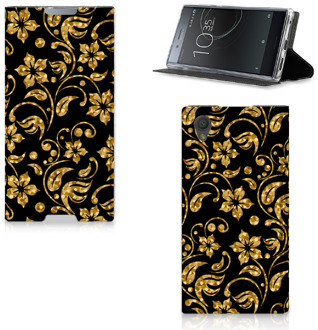 B2Ctelecom Sony Xperia L1 Standcase Hoesje Design Gouden Bloemen