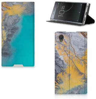 B2Ctelecom Sony Xperia L1 Standcase Hoesje Design Marble Blue Gold