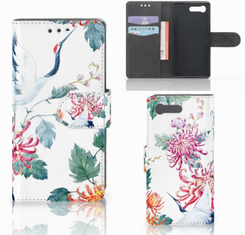 B2Ctelecom Sony Xperia X Compact Bookcase Bird Flowers