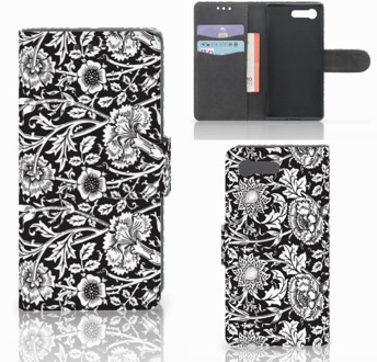 B2Ctelecom Sony Xperia X Compact Bookcase Black Flowers