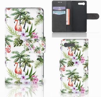 B2Ctelecom Sony Xperia X Compact Bookcase Design Flamingo Palms