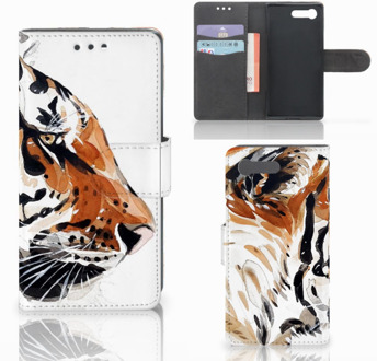 B2Ctelecom Sony Xperia X Compact Bookcase Watercolor Tiger