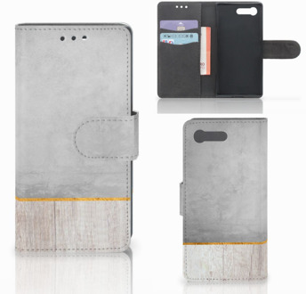 B2Ctelecom Sony Xperia X Compact Bookcover Wood Concrete