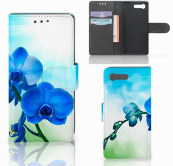 B2Ctelecom Sony Xperia X Compact Design Hoesje Blauw Orchidee Plant