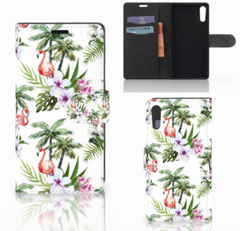 B2Ctelecom Sony Xperia XZ | Sony Xperia XZs Book Case Hoesje Design Flamingo Palms