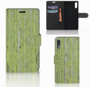 B2Ctelecom Sony Xperia XZ | Sony Xperia XZs Bookcase Design Green Wood