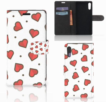 B2Ctelecom Sony Xperia XZ | Sony Xperia XZs Bookcase Design Hearts