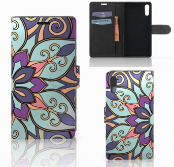 B2Ctelecom Sony Xperia XZ | Sony Xperia XZs Bookcase Design Purple Flower