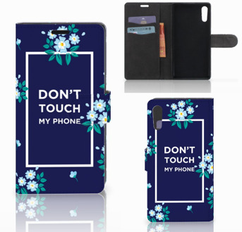 B2Ctelecom Sony Xperia XZ | Sony Xperia XZs Bookcase Flowers Blue DTMP