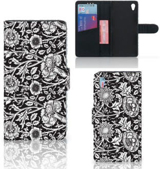 B2Ctelecom Sony Xperia Z3 Bookcase Hoesje Black Flowers