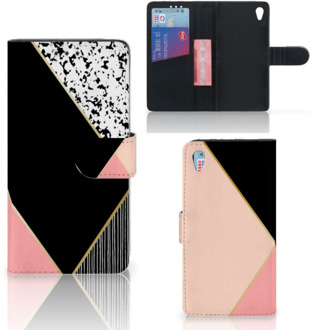 B2Ctelecom Sony Xperia Z3 Bookcase Hoesje Black Pink Shapes