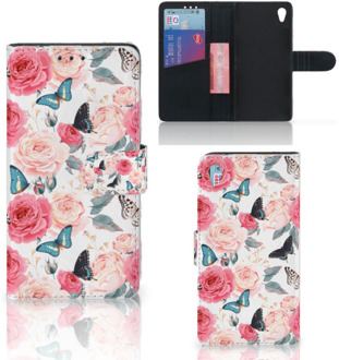 B2Ctelecom Sony Xperia Z3 Bookcase Hoesje Butterfly Roses