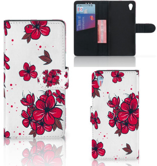 B2Ctelecom Sony Xperia Z3 Bookcase Hoesje Design Blossom Red