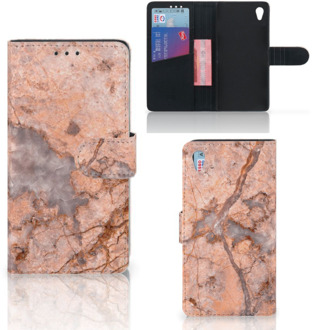 B2Ctelecom Sony Xperia Z3 Bookcase Hoesje Design Marmer Oranje