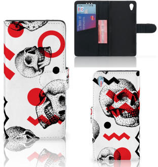 B2Ctelecom Sony Xperia Z3 Bookcase Hoesje Design Skull Red