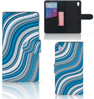 B2Ctelecom Sony Xperia Z3 Bookcase Hoesje Design Waves Blue