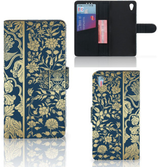 B2Ctelecom Sony Xperia Z3 Bookcase Hoesje Golden Flowers