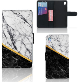 B2Ctelecom Sony Xperia Z3 Bookcase Hoesje Marble White Black