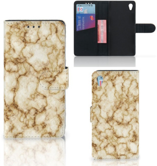 B2Ctelecom Sony Xperia Z3 Bookcase Hoesje Marmer Goud