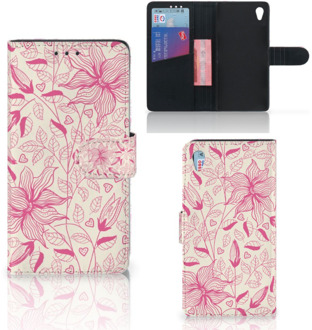 B2Ctelecom Sony Xperia Z3 Bookcase Hoesje Pink Flowers