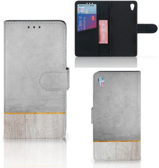 B2Ctelecom Sony Xperia Z3 Bookcase Hoesje Wood Concrete