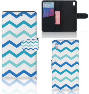 B2Ctelecom Sony Xperia Z3 Bookcase Hoesje Zigzag Blauw