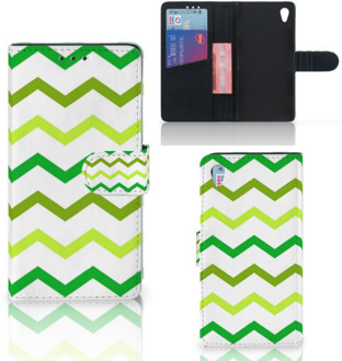 B2Ctelecom Sony Xperia Z3 Bookcase Hoesje Zigzag Groen