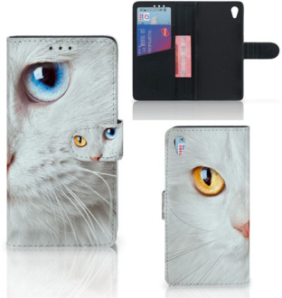 B2Ctelecom Sony Xperia Z3 Uniek Design Hoesje Witte Kat