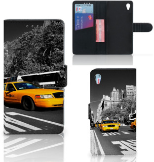 B2Ctelecom Sony Xperia Z3 Uniek Hoesje met Opbergvakjes New York Taxi