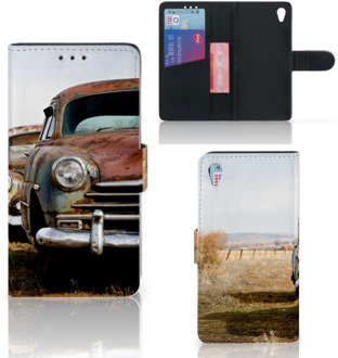 B2Ctelecom Sony Xperia Z3 Wallet Book Case Hoesje Vintage Auto