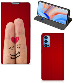 B2Ctelecom Stand Case Cadeau voor Vrouw OPPO Reno4 Pro 5G Smart Cover Liefde