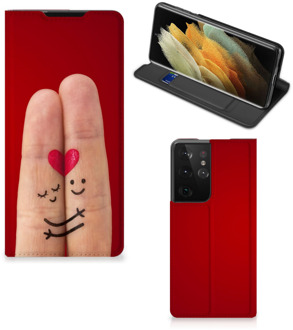 B2Ctelecom Stand Case Cadeau voor Vrouw Samsung Galaxy S21 Ultra Smart Cover Liefde