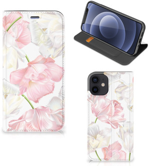 B2Ctelecom Stand Case Hoesje Cadeau voor Mama iPhone 12 Mini Smart Cover Mooie Bloemen