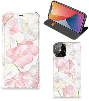 B2Ctelecom Stand Case Hoesje Cadeau voor Mama iPhone 12 Pro Max Smart Cover Mooie Bloemen