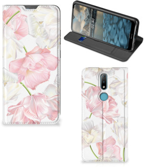 B2Ctelecom Stand Case Hoesje Cadeau voor Mama Nokia 2.4 Smart Cover Mooie Bloemen