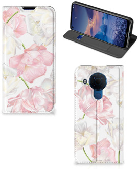 B2Ctelecom Stand Case Hoesje Cadeau voor Mama Nokia 5.4 Smart Cover Mooie Bloemen