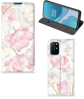 B2Ctelecom Stand Case Hoesje Cadeau voor Mama OnePlus 8T Smart Cover Mooie Bloemen